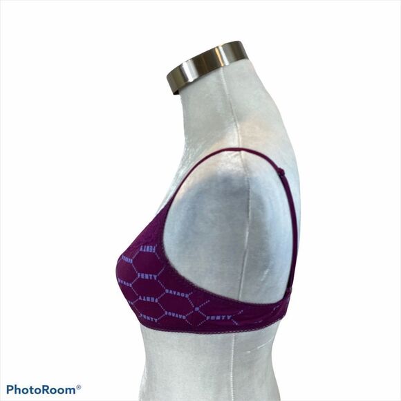 Savage X Fenty Unlined Lace‎ Trim Logo Bra Small - Picture 4 of 9